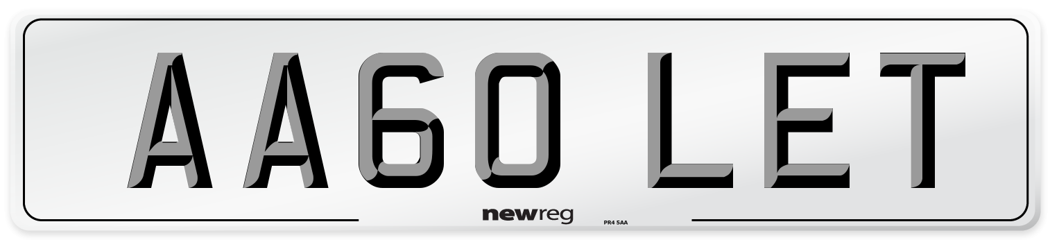 AA60 LET Number Plate from New Reg
